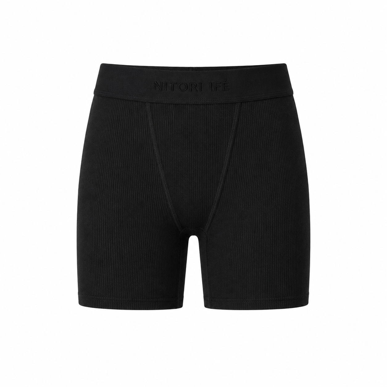 Black Essential Rib Shorts