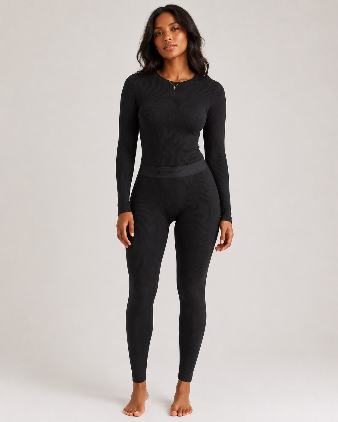 Black Essential Rib Leggings