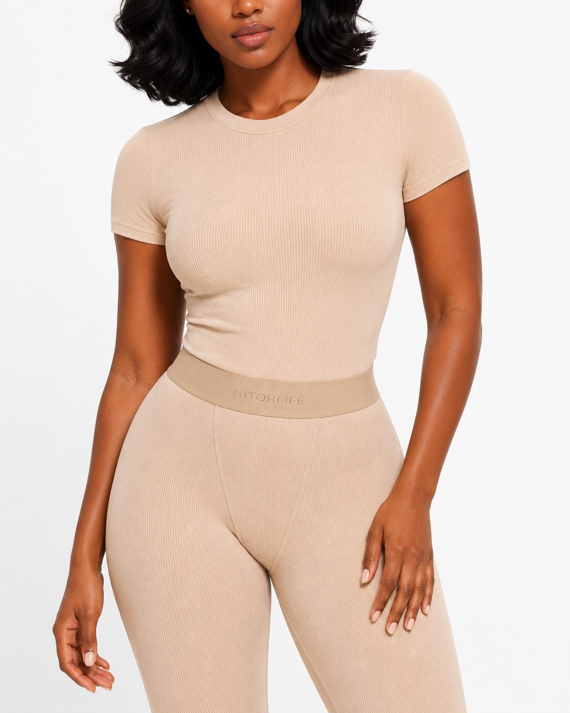 Beige Essential Rib Tee