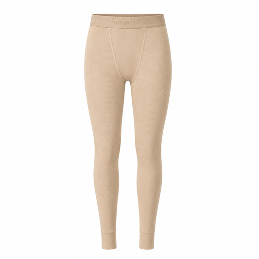 Beige Essential Rib Leggings