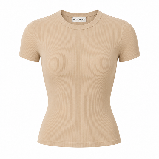 Beige Essential Rib Tee