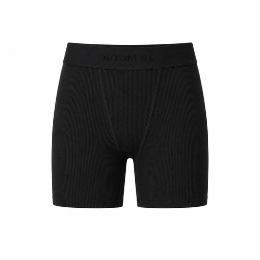 Black Essential Rib Shorts