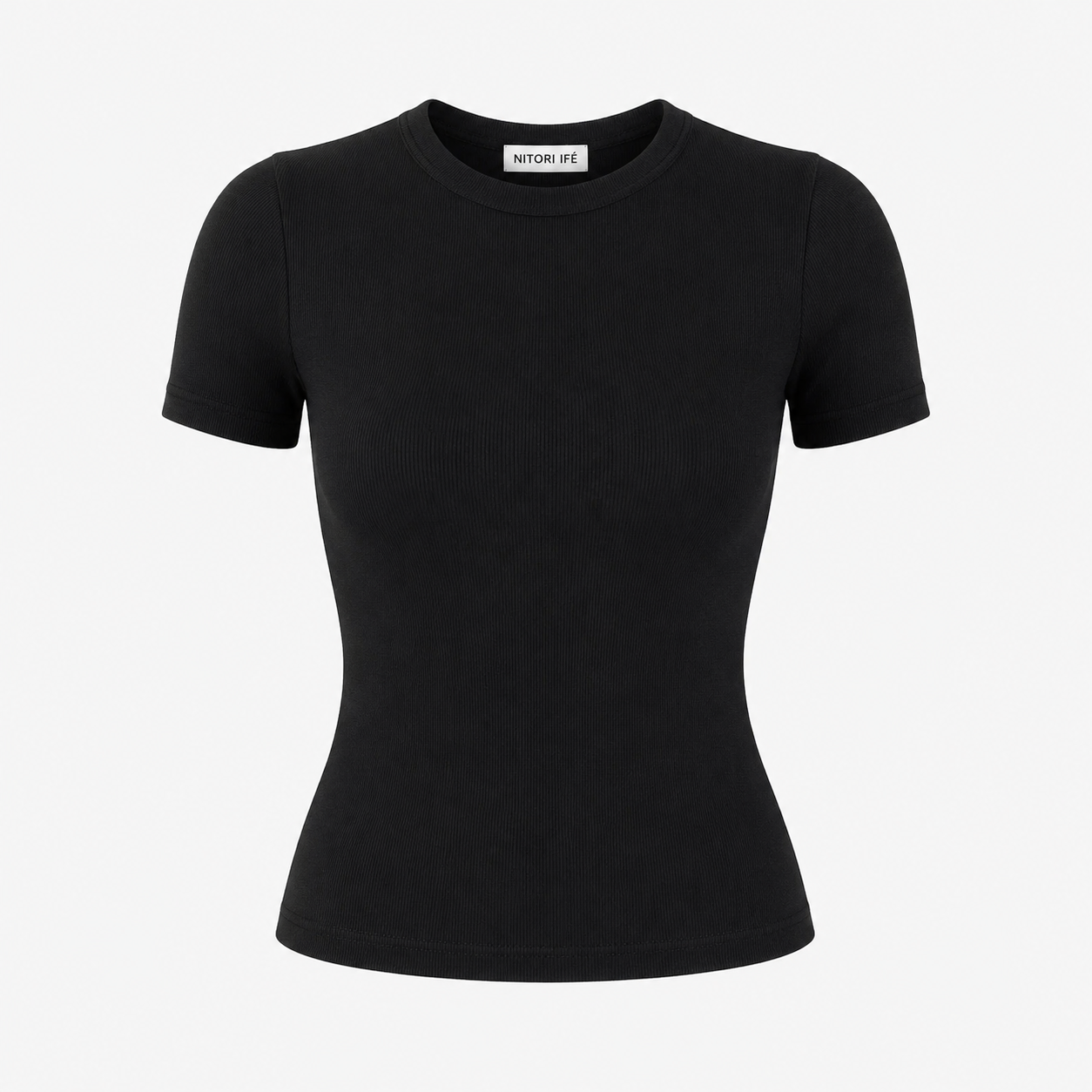 Black Essential Rib Tee