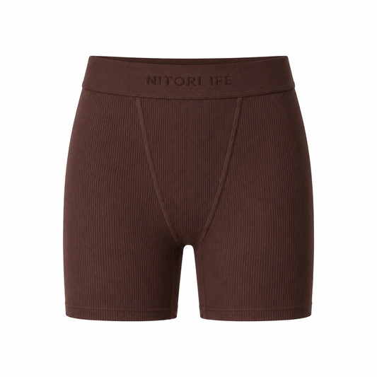 Brown Essential Rib Shorts