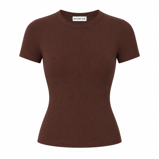 Brown Essential Rib Tee
