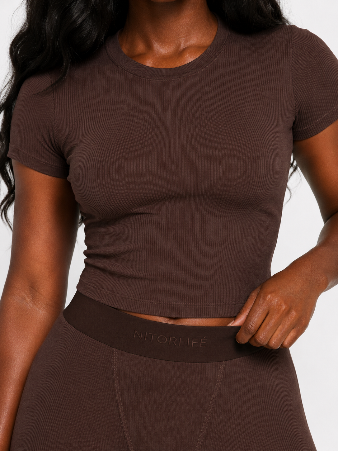 Brown Essential Rib Tee
