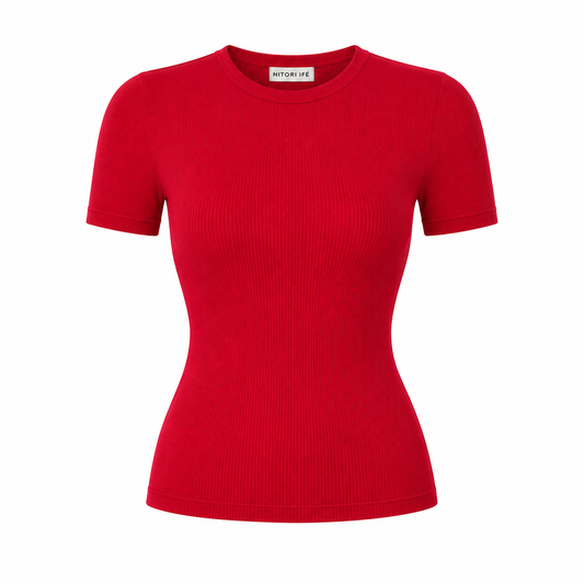 Red Essential Rib Tee